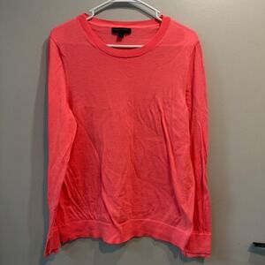 Banana Republic Women XL Neon Pink 100% Merino Wool Crewneck Long Sleeve Sweater
